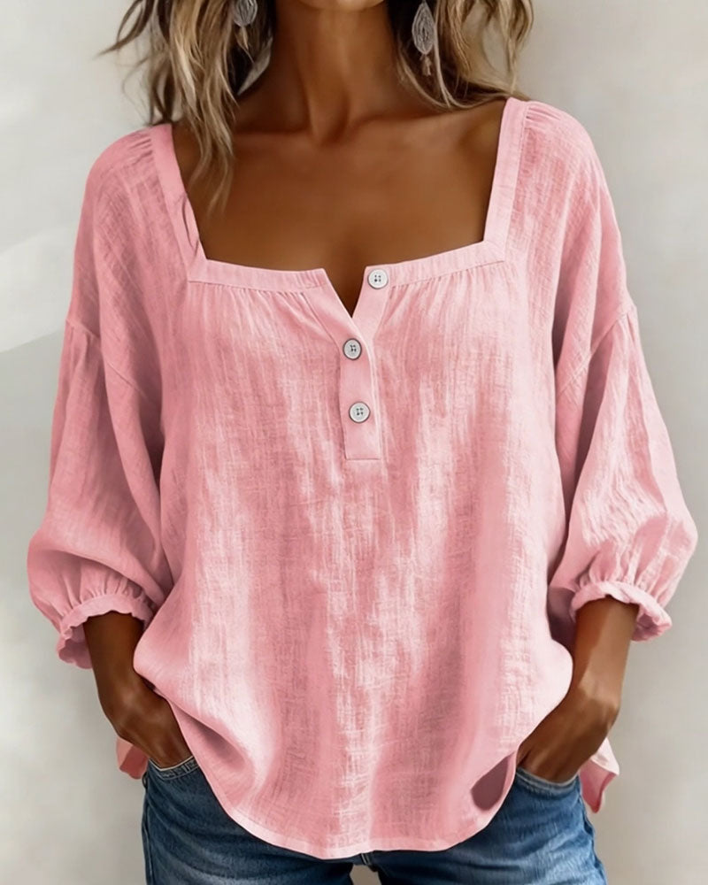 Women's Casual Square Neck Blouse | Relaxed Fit