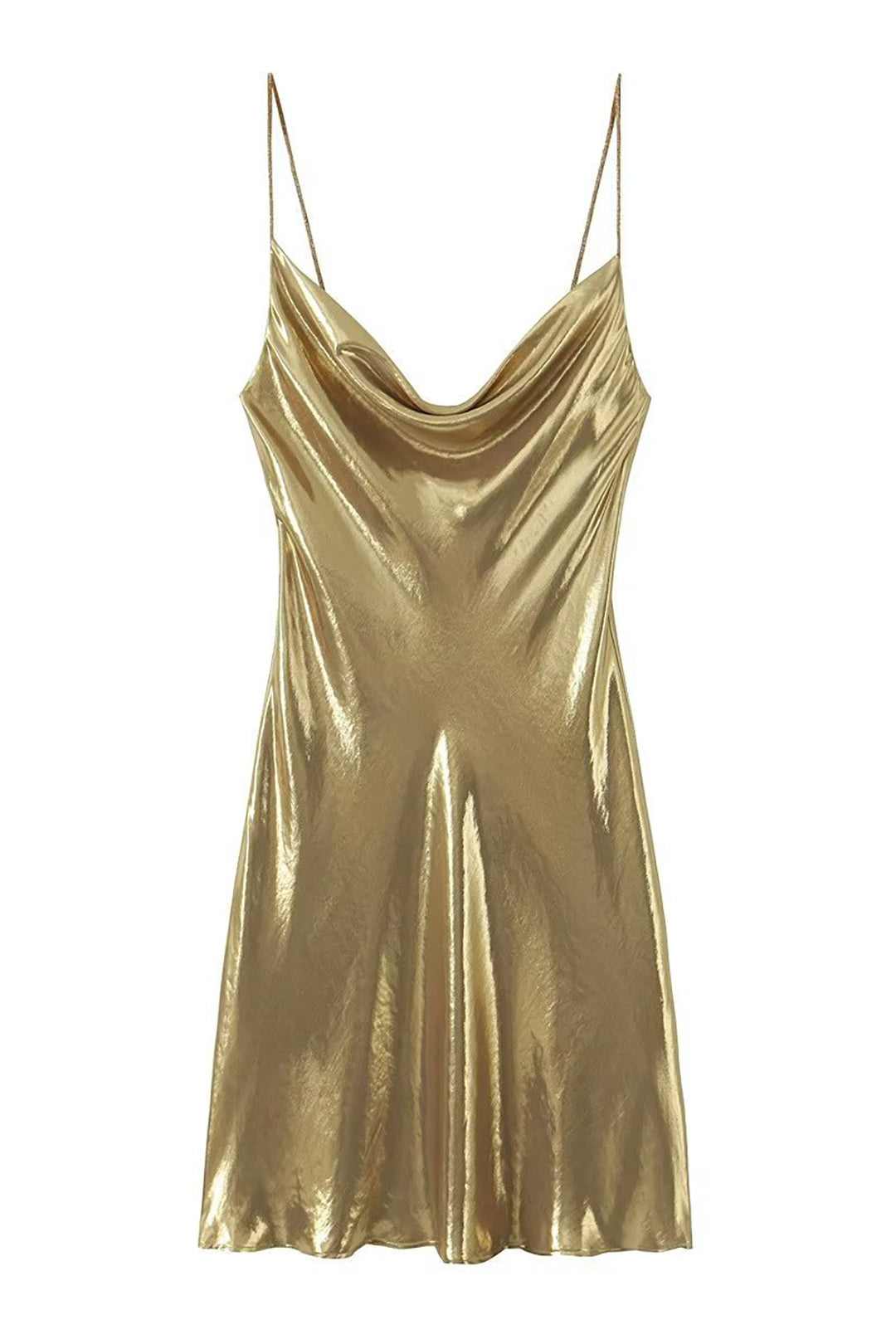 Y2k Cowl Neck Metallic Slip Mini Dress Razys.com Y2k Cowl Neck Metallic Slip Mini Dress Razys.com