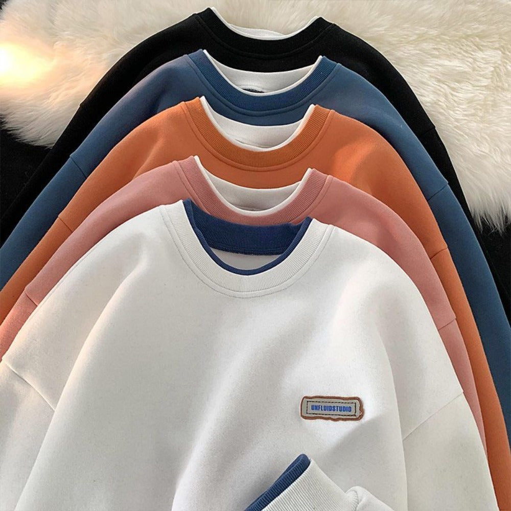 Crewneck Pullover Sweatshirt with Long Sleeves for Women - Derna