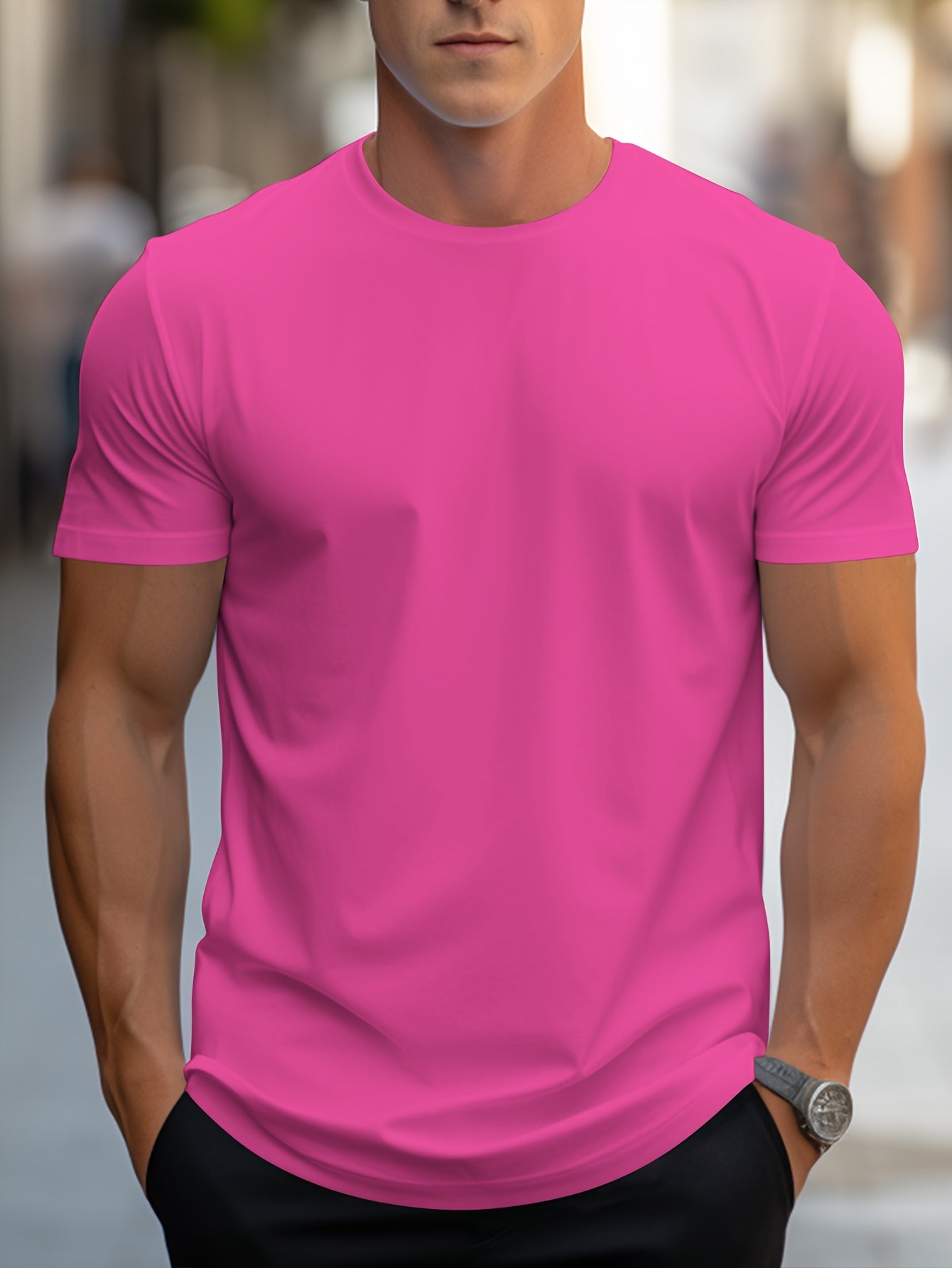 Men's Plain Crew Neck T-Shirt | Short Sleeve