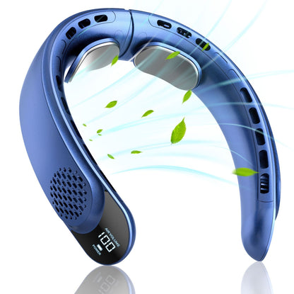 Rechargeable Wearable Neck Fan with Digital Display for Cooling