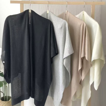 Effen gebreide sjaal met knoop voor dames - Michela