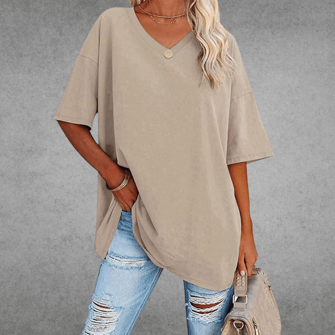 Women's Solid V-Neck T-Shirt | Oversized