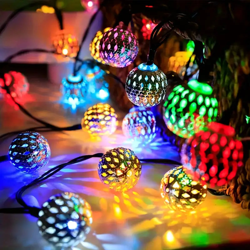 Moroccan Metal Ball String Lights for Terrace