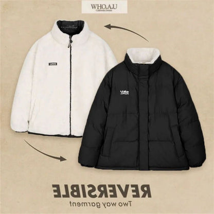 Omkeerbare gewatteerde jas met twee kanten voor dames - Milena