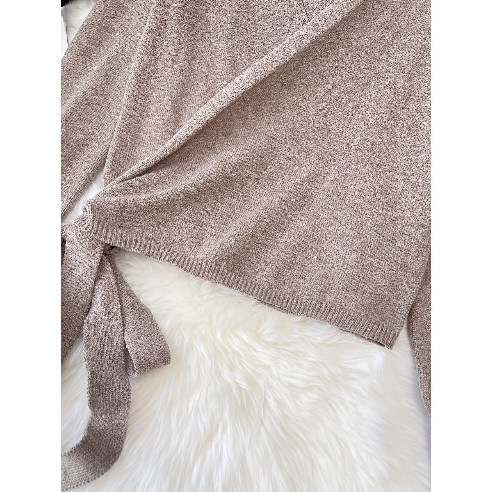 Beige wikkeltrui met lange mouwen voor dames - Clara