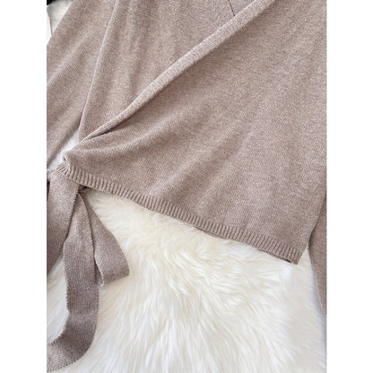 Beige wikkeltrui met lange mouwen voor dames - Clara