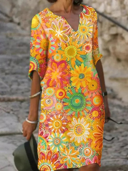 Women’s V-Neck Floral Print Summer Dress | Mini