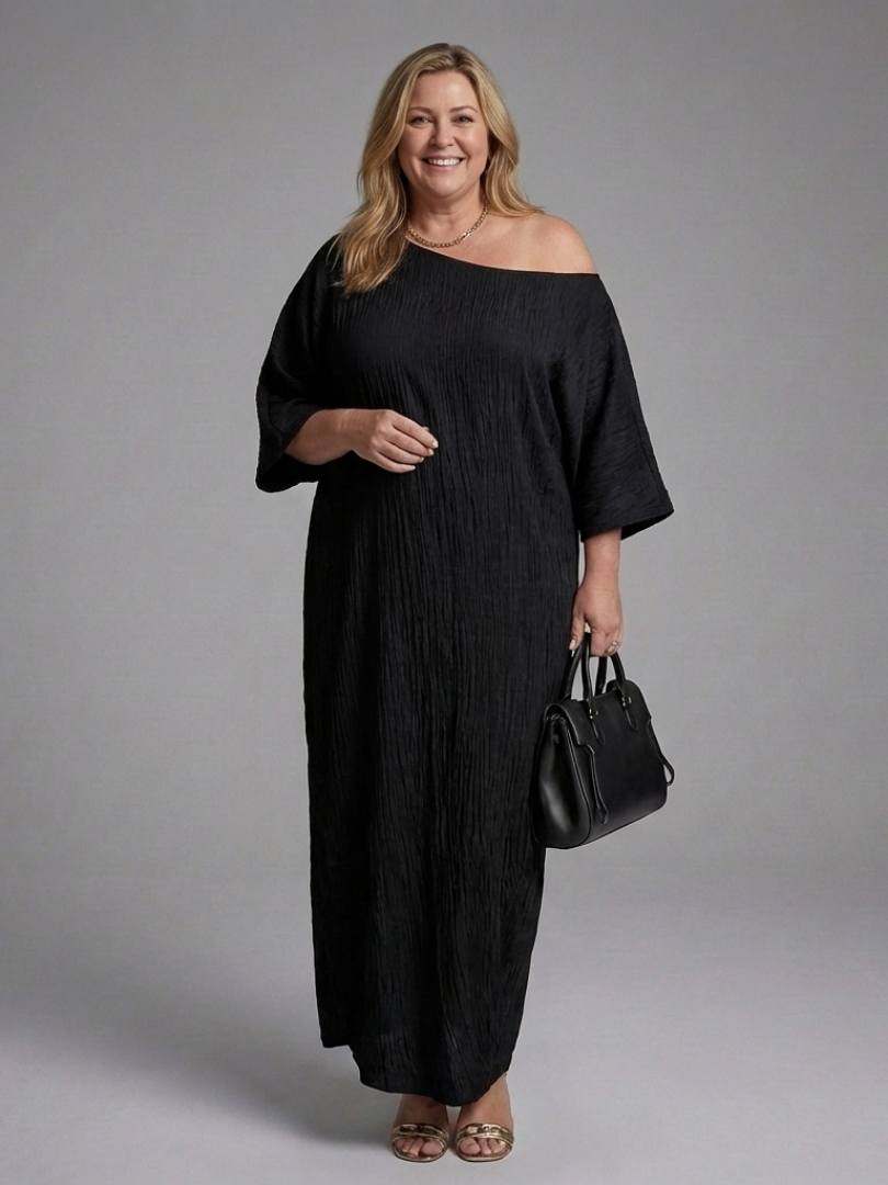 Women's One-Shoulder 3/4 Sleeves Evening Dress | Maxi