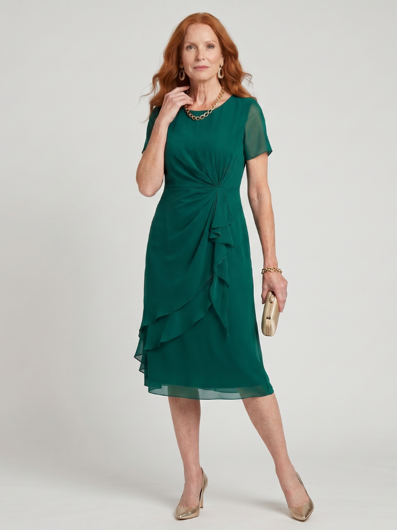 Women's Short Sleeve Sheath Cocktail Dress | Midi
