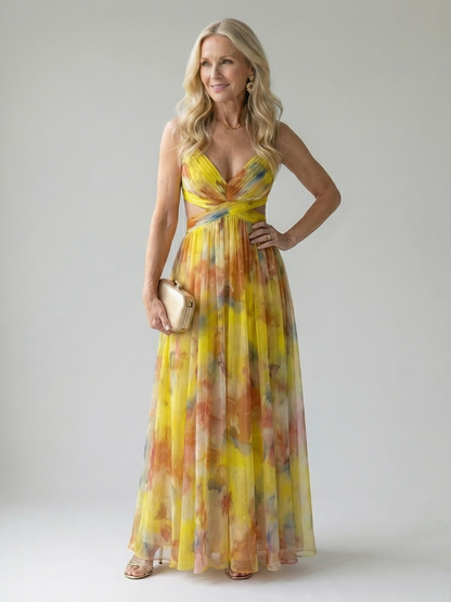 Women's Summer Wedding Guest Pleated Dress | Maxi