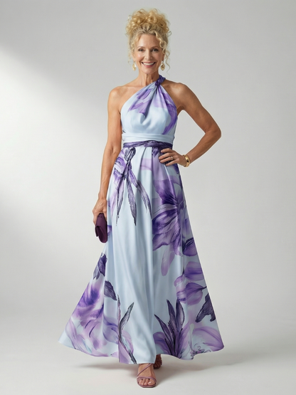 Women's One-Shoulder Floral Wedding Guest Dress | Maxi