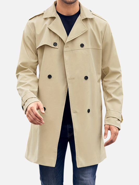 Men's Classic Double-Breasted Trench Coat | Mid-Length