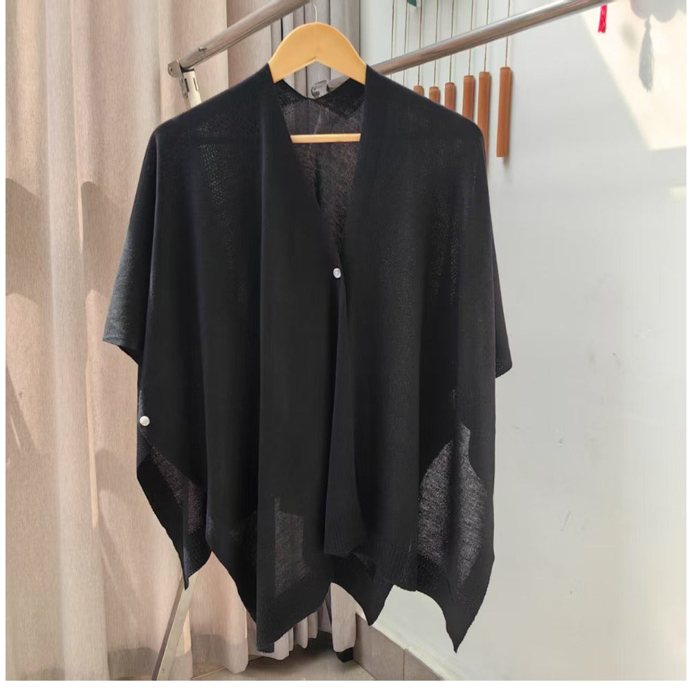 Effen gebreide sjaal met knoop voor dames - Michela