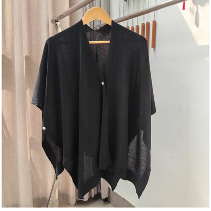 Effen gebreide sjaal met knoop voor dames - Michela