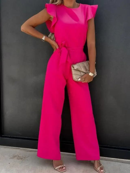 Women's Casual Butterfly Sleeve Jumpsuit | with Tie Belt