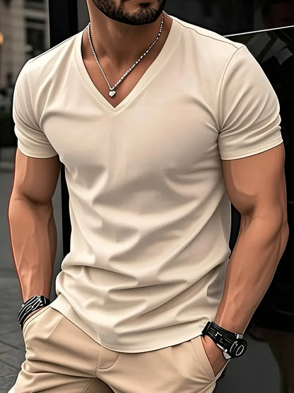 Men's Casual V-Neck T-Shirt | Short Sleeve