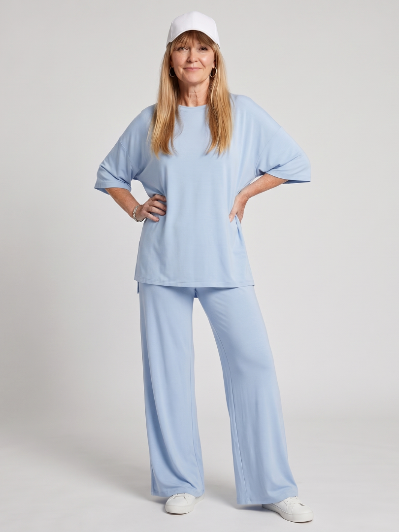Women’s Short Sleeve T-Shirt and Wide-Leg Pants Co-ord | 2-Piece Lounge Set