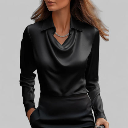 Women’s Waterfall Neck Blouse | Long Sleeves