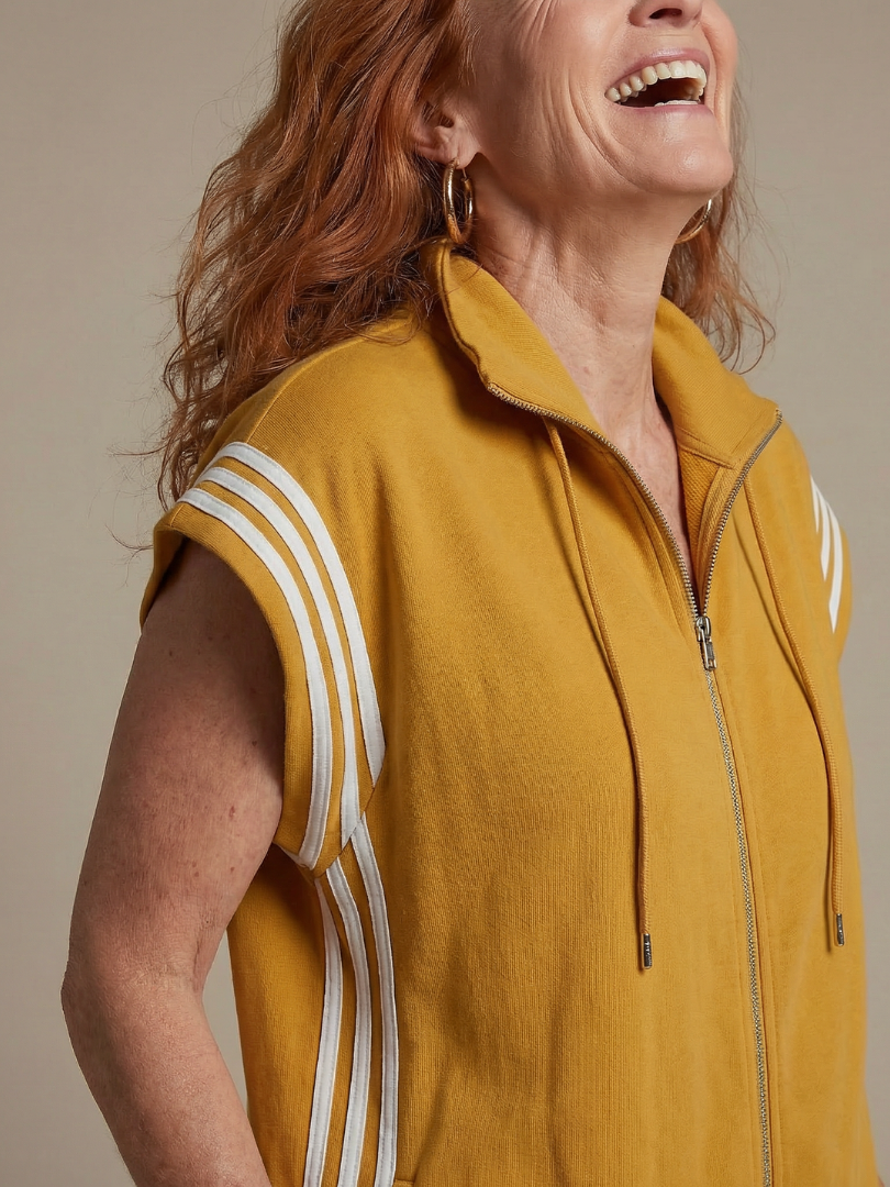 Women's Relaxed Fit Zip-Up Track Jumpsuit | Sleeveless