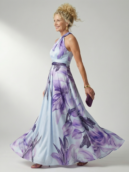 Women's One-Shoulder Floral Wedding Guest Dress | Maxi