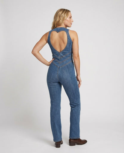Women's Sleeveless Jumpsuit with Open Back | Flared Leg