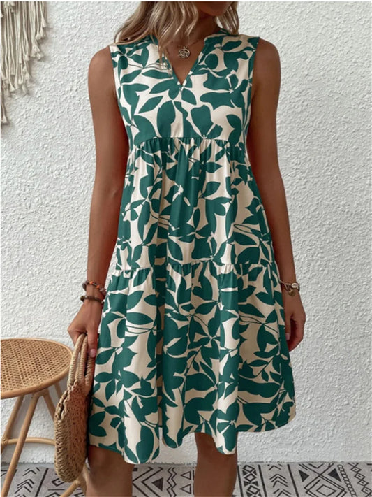 Women's Floral V-Neck Summer Dress | Sleeveless