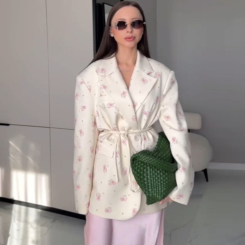 Blazer ceinturé à imprimé floral pour femme - Giusy
