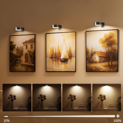Remote-Controlled Wireless LED Picture Light – Magnetic, No Drilling, Available in Gold or Black