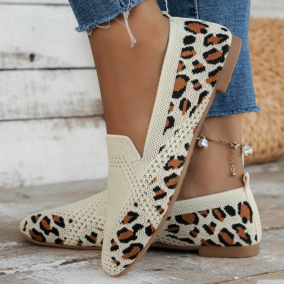 Women's Square Toe Knitted Flats | Slip-On