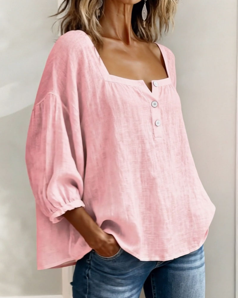 Women's Casual Square Neck Blouse | Relaxed Fit