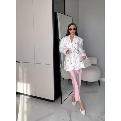 Blazer ceinturé à imprimé floral pour femme - Giusy