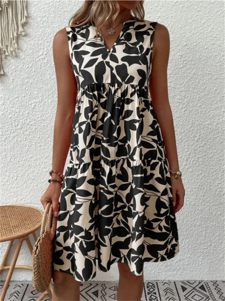 Women's Floral V-Neck Summer Dress | Sleeveless