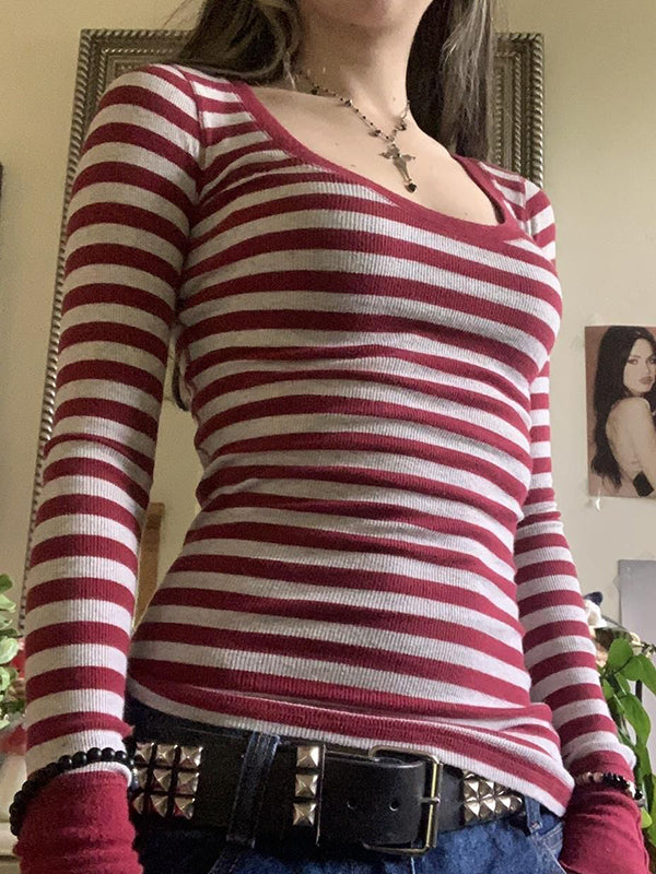 City Stripe Long Sleeve Tee Natural Ivory