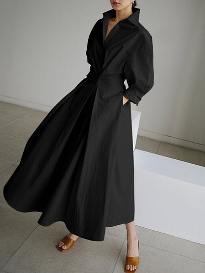 Women's Long Sleeve Shirt Dress | Maxi