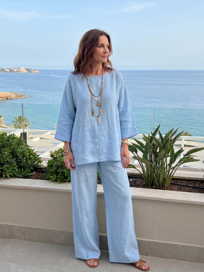 Women's Loose Fit Top and Wide-Leg Pants Set | 2-Piece