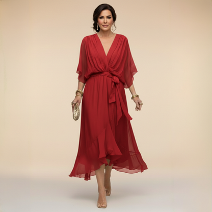 Women's Wedding Guest V-Neck Wrap Dress | Midi