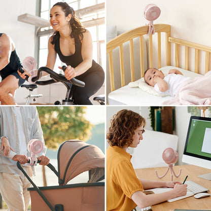 Portable USB Rechargeable Octopus Stroller Fan for Baby Gear