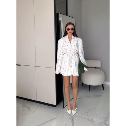 Blazer ceinturé à imprimé floral pour femme - Giusy