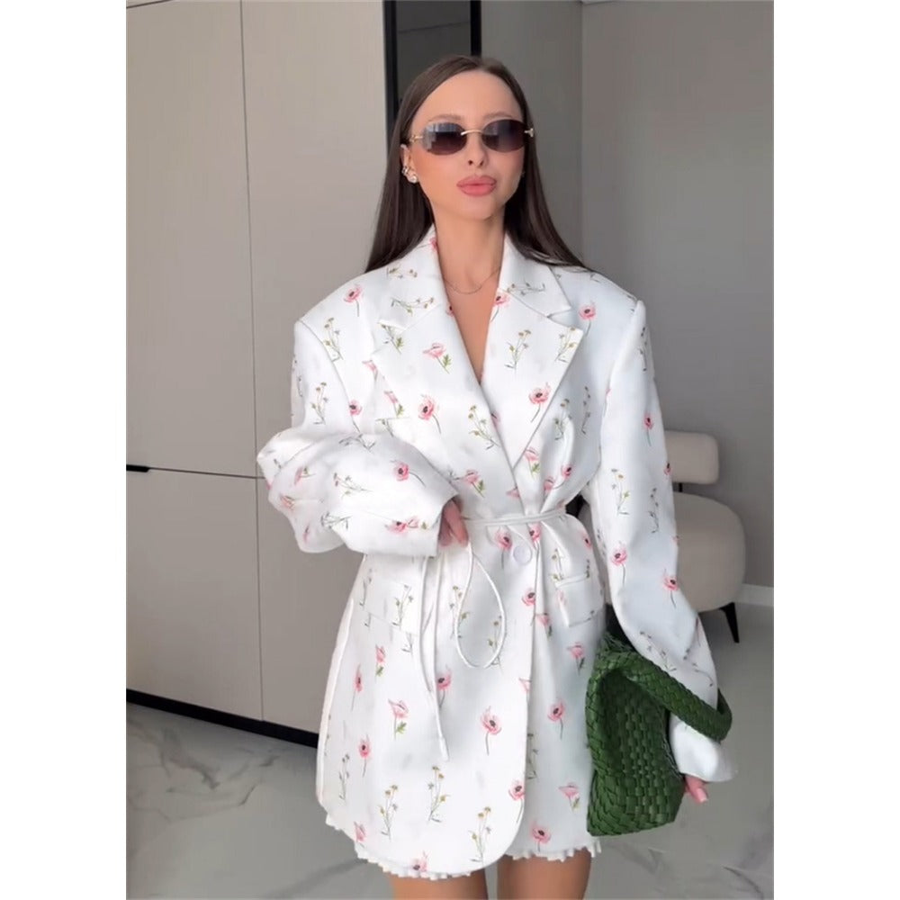 Blazer ceinturé à imprimé floral pour femme - Giusy