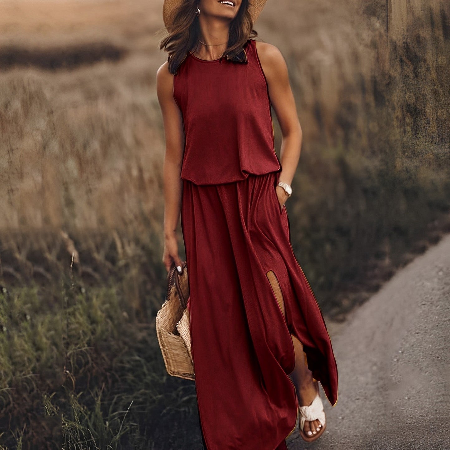 Women's Summer Dress with Side Slit | Maxi