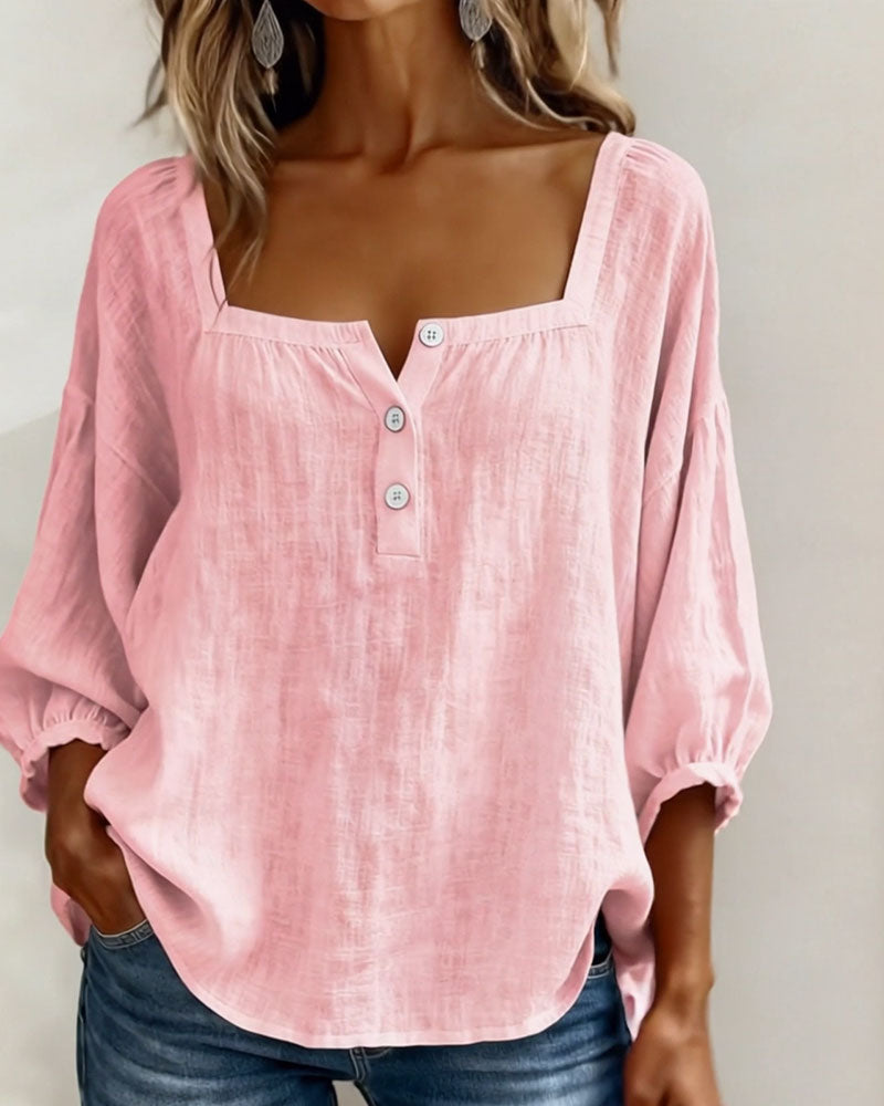 Women's Casual Square Neck Blouse | Relaxed Fit