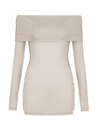 Apricot Vintage Off Shoulder Slim Long Sleeve Knit main image 0