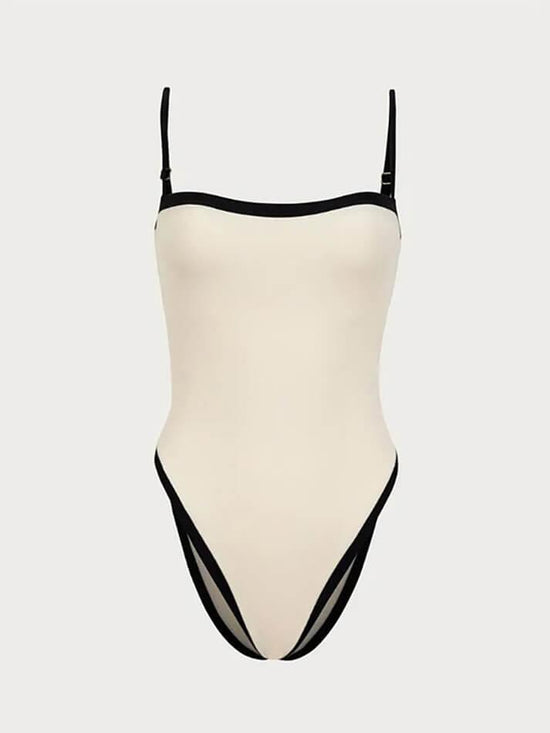 Tie Strap Contrast Print One Piece Swimsuit main image 1