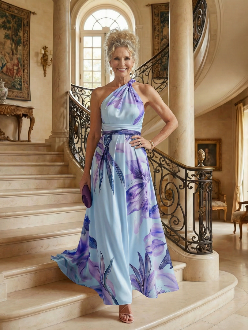 Women's One-Shoulder Floral Wedding Guest Dress | Maxi