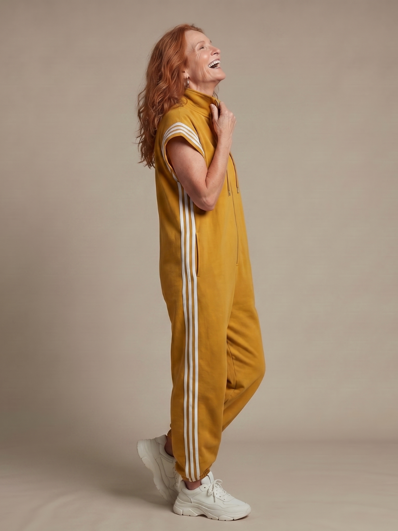 Women's Relaxed Fit Zip-Up Track Jumpsuit | Sleeveless