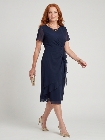 Women's Short Sleeve Sheath Cocktail Dress | Midi