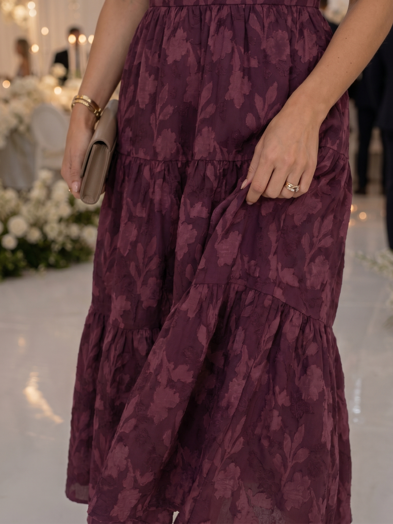 Women's Square Neck Floral Midi Dress | Puff Sleeve
