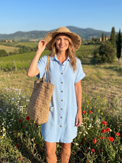 Women's Button-Down Shirt Dress | with Pockets