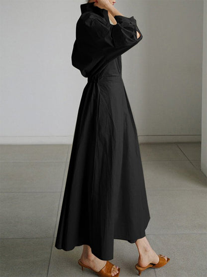 Women's Long Sleeve Shirt Dress | Maxi